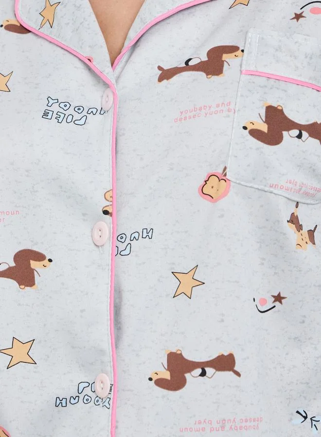 ستايلي طقم بيجاما من بنطال وبلوزة بطبعة جرافيك